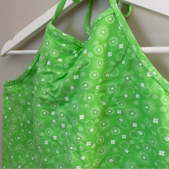 BP Halter Crop Top Neon Green Frosty Follard Floral Print Casual Neutral - Picture 3 of 10